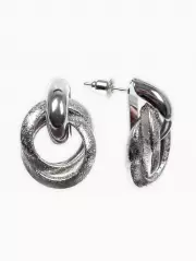Серьги металл «Фьюче», круги плетения, цвет серебро