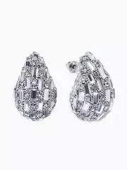 Серьги со стразами «QF. Капля блеск», белые в серебре