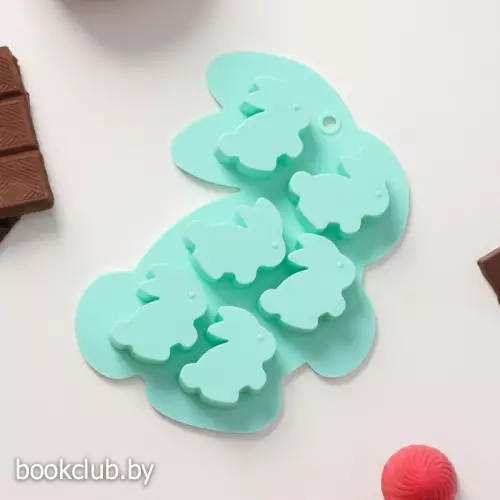 Форма для десертов и выпечки «Заяц», силикон, 15×11.5 см, 6 ячеек (3.8×3.5 см)