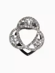 Зажим для платка «Три нити», белый в серебре