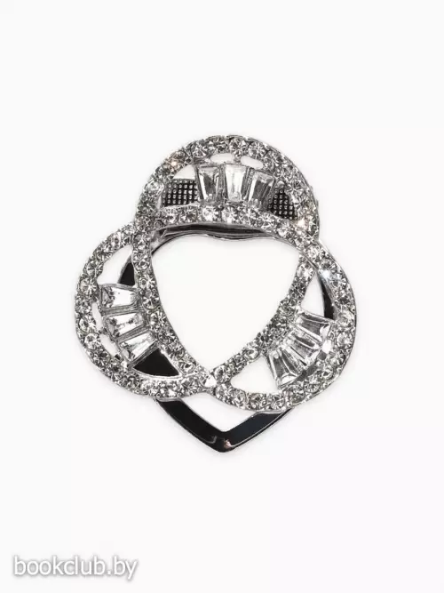 Зажим для платка «Три нити», белый в серебре