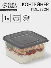 Контейнер пищевой Альтернатива «Ассорти», 1 л, пластик, прозрачный, крышка МИКС