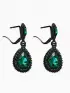 Серьги висячие со стразами «Вечерние», дама, цвет изумрудный в чёрном металле