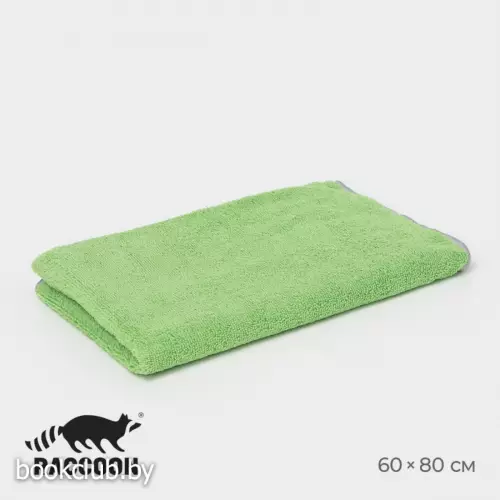Тряпка для пола Raccoon, 250 г/м², 60×80 см, микрофибра, с оверлоком, 1 шт., зеленая