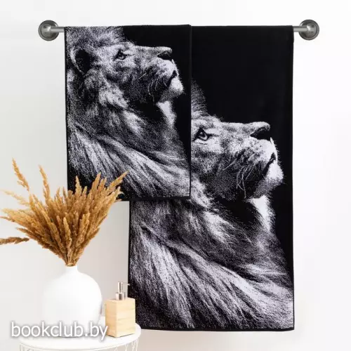 Полотенце махровое Этель ЧБ «Лев» 50х90 см