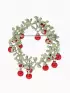 Брошь «Венок», брусничный, красно-зелёная в серебре
