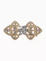 Зажим для кардигана «Ажур. Лепестки», белый в золоте