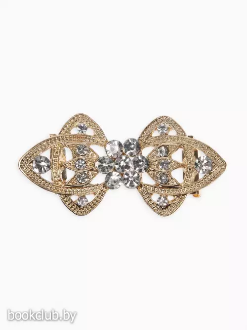 Зажим для кардигана «Ажур. Лепестки», белый в золоте