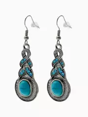 Серьги «Бирюзовый мир», коса, голубые в чернёном серебре