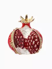 Брошь «Гранат с зернами в разрезе», красная, белая в золоте