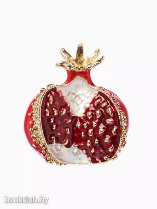 Брошь «Гранат с зернами в разрезе», красная, белая в золоте